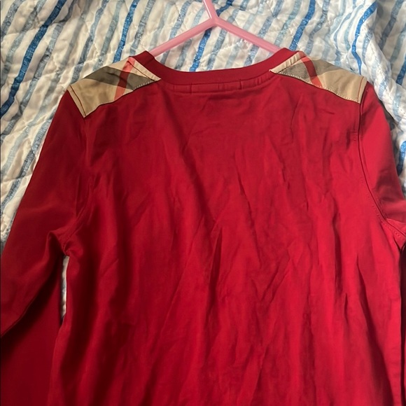 Burberry Red Long Sleeve Tee with Classic Design - Picture 10 of 10